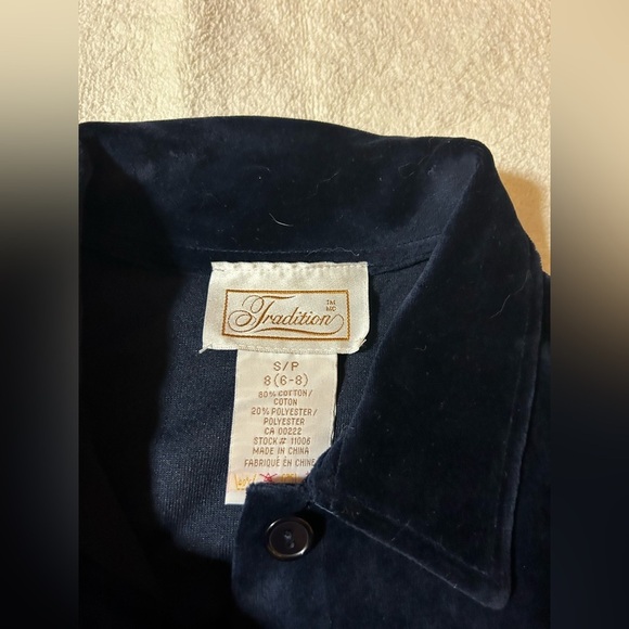 Vintage 2 Piece Set Navy Blue Velvet Women's Jacket and pants - Picture 4 of 7